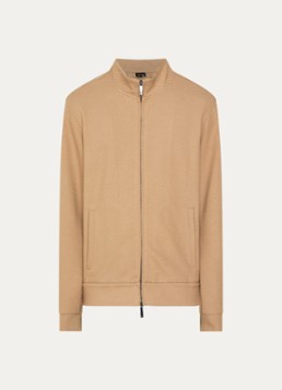 Armani Heren Sweatvest met structuur en steekzakken in de kleur Camel