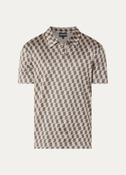 Armani Heren Regular fit polo met jacquard dessin in de kleur Olijfgroen