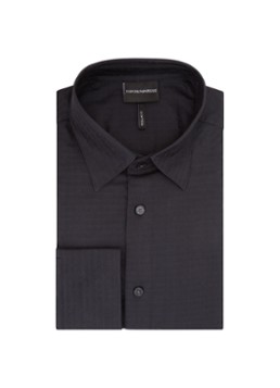 Armani Heren Jacquard overhemd met logoprint in de kleur Zwart