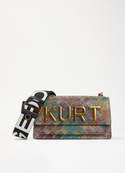 Kurt Geiger Dames Shoreditch Kurt schoudertas van strass met afneembare schouderriem in de kleur Zwart, maat: 1SZ