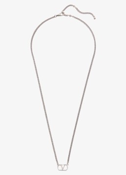 Valentino Garavani Heren Ketting met logo in de kleur Zilver