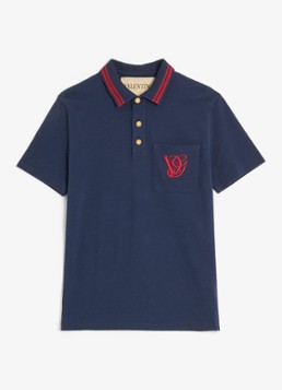 Valentino Garavani Heren Regular fit polo met logoborduring in de kleur Donkerblauw