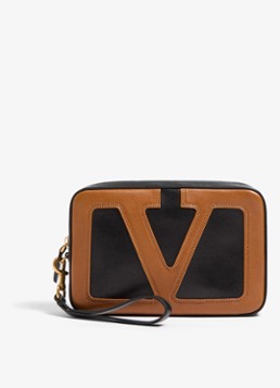 Valentino Garavani Heren Clutch van lamsleer in de kleur Zwart