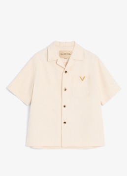 Valentino Garavani Heren Oversized fit overhemd van denim met borstzak in de kleur Creme