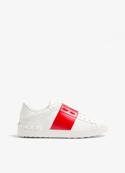 Valentino Garavani Heren Open sneaker van kalfsleer in de kleur Wit