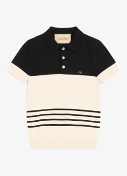 Valentino Garavani Heren Regular fit fijngebreide polo van wol in de kleur Gebroken wit