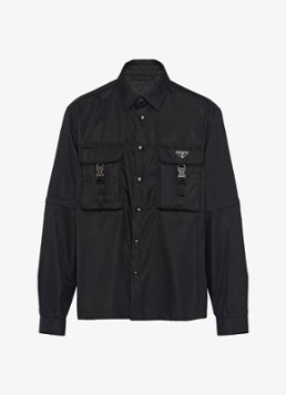 Prada Heren Re-Nylon oversized fit overshirt met borstzakken in de kleur Zwart