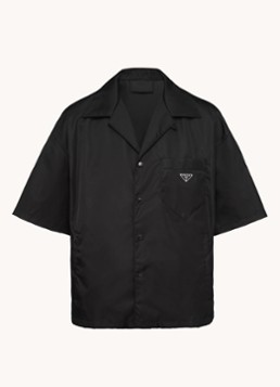 Prada Heren Re-Nylon oversized fit overhemd met borstzak in de kleur Zwart