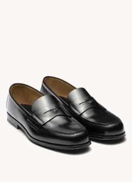 Prada Heren Loafer van leer met logo in de kleur Zwart