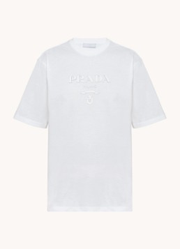 Prada Heren T-shirt van katoen met logo in de kleur Wit
