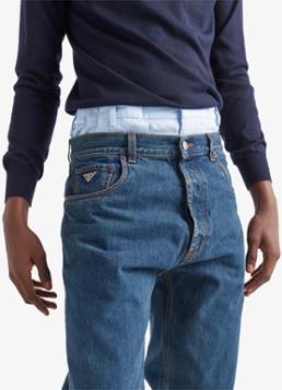 Prada Heren Straight leg jeans met donkere wassing in de kleur Indigo