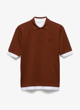 Prada Heren Oversized fit polo met contrast in de kleur Roodbruin
