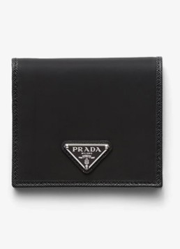 Prada Heren Re-Nylon portemonnee met leren details in de kleur Zwart