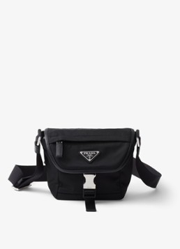 Prada Heren Re-Nylon crossbodytas met leren details in de kleur Zwart