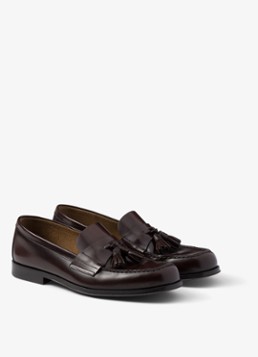 Prada Heren Loafer van leer in de kleur Donkerbruin