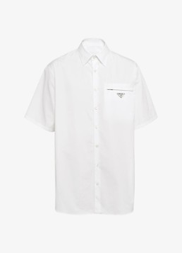 Prada Heren Oversized fit overhemd met borstzak en logo in de kleur Wit