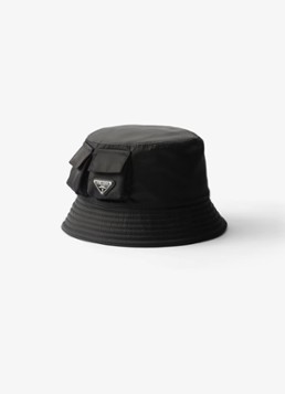 Prada Heren Re-Nylon bucket hoed met logo in de kleur Zwart