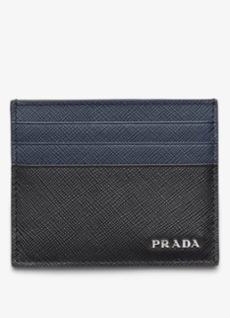 Prada Heren Pasjeshouder van leer met logo in de kleur Zwart