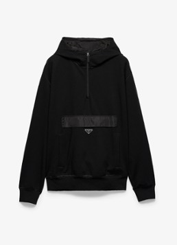 Prada Heren Oversized hoodie met halve rits in de kleur Zwart