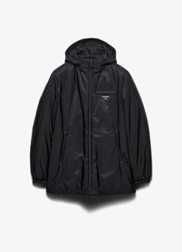 Prada Heren Re-Nylon oversized gewatteerde jas met donsvulling in de kleur Zwart