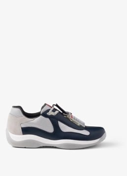 Prada Heren America's Cup Original sneaker met leren details in de kleur Donkerblauw