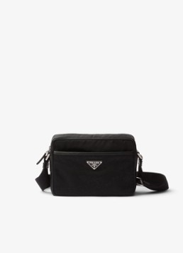 Prada Heren Re-Nylon schoudertas met leren details in de kleur Zwart