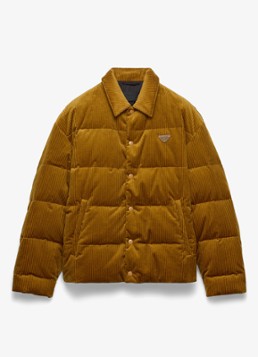 Prada Heren Oversized puffer jack van corduroy met ritszakken in de kleur Okergeel