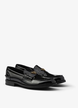 Prada Heren Loafer van kalfsleer met lakfinish in de kleur Zwart
