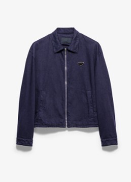 Prada Heren Spijkerjas met steekzakken en logo in de kleur Indigo