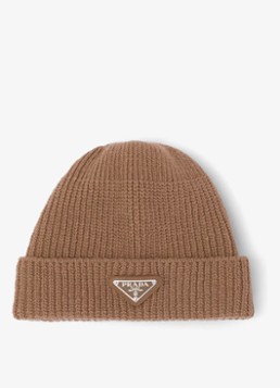Prada Heren Muts in kasjmierblend met logo in de kleur Bruin