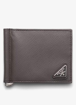 Prada Heren Portemonnee van leer in de kleur Grijs