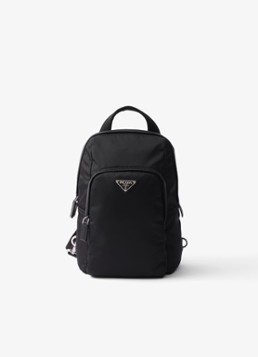 Prada Heren Re-Nylon rugzak met leren details in de kleur Zwart