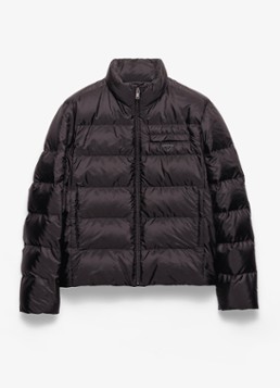 Prada Heren Re-Nylon puffer jack met donsvulling in de kleur Zwart