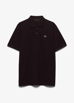 Prada Heren Polo van piqué katoen in de kleur Diepzwart