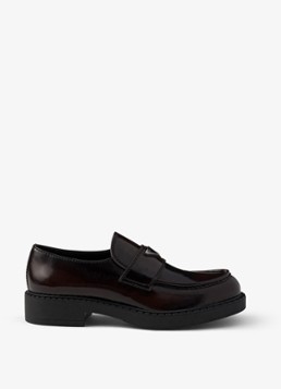 Prada Heren Chocolate loafer van leer in de kleur Donkerbruin