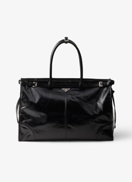 Prada Heren Bonnie Large schoudertas van kalfsleer in de kleur Zwart