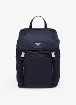 Prada Heren Re-Nylon rugzak met leren details in de kleur Donkerblauw
