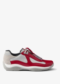 Prada Heren America's Cup Original sneaker met leren details in de kleur Rood