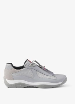 Prada Heren America's Cup Original sneaker met leren details in de kleur Lichtgrijs