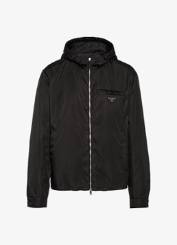 Prada Heren Re-Nylon jack met capuchon en ritszakken in de kleur Zwart