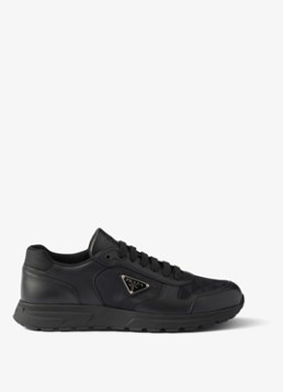 Prada Heren Prax 2.0 Re-Nylon sneaker van kalfsleer in de kleur Zwart