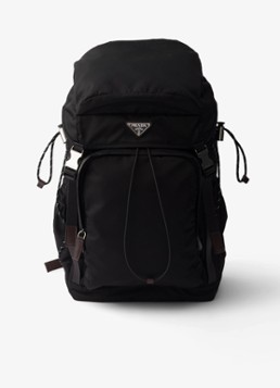 Prada Heren Speedrock Re-Nylon rugzak met leren details in de kleur Zwart