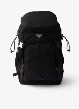 Prada Heren Speedrock Re-Nylon rugzak met leren details in de kleur Zwart