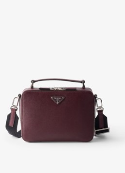 Prada Heren Brique handtas van leer in de kleur Bordeauxrood