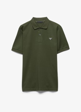 Prada Heren Slim fit polo van piqué katoen met logo in de kleur Groen
