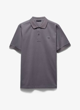 Prada Heren Slim fit polo van piqué katoen met logo in de kleur Grijs