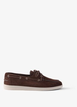 Prada Heren Bootschoen van suède in de kleur Donkerbruin