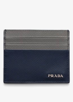 Prada Heren Pasjeshouder van leer met logo in de kleur Donkerblauw