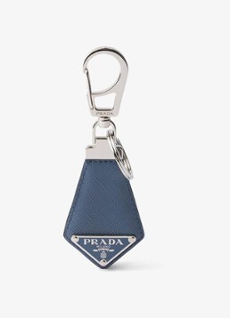 Prada Dames Sleutelhanger van kalfsleer in de kleur Blauw