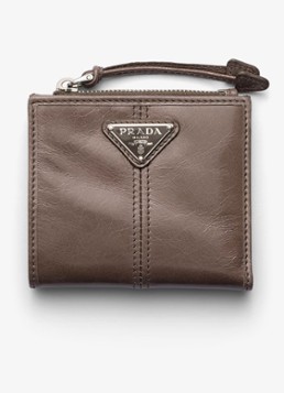 Prada Heren Small portemonnee van kalfsleer in de kleur Taupe